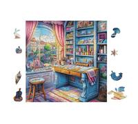 Girl Reading in Library 100 Piece Jigsaw Puzzle Pack Teens Beginners Cognitive Development Puzzle Fans Group Play Anniversary Premium Cardboard 28x28cm