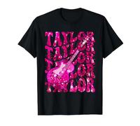 Girl Retro Taylor First Name Personalized Groovy 80's Value Graphic T-Shirt, Men, Black, M