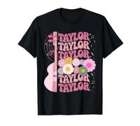 Girl Retro Taylor First Name Personalized Groovy 80's Value Graphic T-Shirt, Men, Black, M