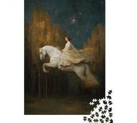 Girl Riding A White Horse Soaring Under The Starry Sky Puzzle 70x50cm/1000pcs Erwachsene Puzzle,Home Decor