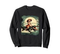 Girl Riding Alligator Weird Florida Crocodile Meme Retro Sweatshirt