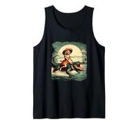Girl Riding Alligator Weird Florida Crocodile Meme Retro Tank Top