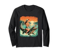 Girl Riding Alligator Weird Funny Florida Crocodile Meme Long Sleeve T-Shirt