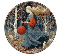 Girl Runs through The Forest with A Red Ball of String 1000pcs (67.5x67.5cm) Erwachsenenpuzzle - Erwachsenenpuzzle DIY-Puzzlespielzeug