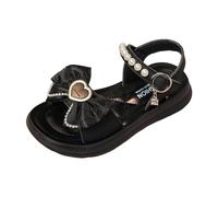Girl Sandals Anti-Slip Open Toe Adjustable Walking Shoes For Boys Girls Gladiator Flats Sandal With Strap Wide Fitting Slippers Kids Sea Sandals Size 12 Summer Indoor Outdoor (Black,2.5)