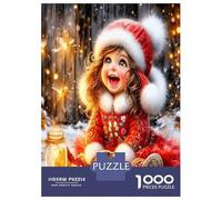 Girl Santa Cat Lamp 1000pc Premium Jigsaw Puzzle Festive Winter Warmth Puzzle for Adults Thick Cardboard Teen Puzzle Fans 12-18 Logic Skill After-School Party Game Best Gift for Puzzle Lovers 52x38cm/