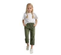 Girl School Trousers 13 Years Sweatpants Baggy Kids Joggers Comfy Capris with Pockets Lightweight Solid Color Loose Fit Army Green Girls Summer Pants 3/4 Length Straight Leg Drawstring Waist