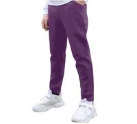 Girl School Trousers 2-15 Years Casual Plian Cotton Comfit Fit School Uniform Elastic Lightweight Easy Dress Pants Jogging Bottoms Chinos 2025 Sports Schoolwear Purple 12 Years