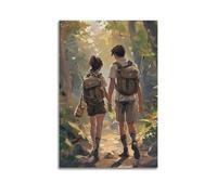 Girl Scout Valentine Day Poster Forest Hiking Couple Wall Art Love Gift for Her Cute Hiker Pair Print Adventure Awaits Decor Romantic Art Canvas Wall Art For Room Decor Poster Decorative Painting Canv