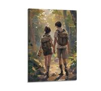 Girl Scout Valentine Day Poster Forest Hiking Couple Wall Art Love Gift for Her Cute Hiker Pair Print Adventure Awaits Decor Romantic Art Canvas Wall Art For Room Decor Poster Decorative Painting Canv