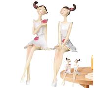 Girl Sculpture Decor for Home Decor,Girl Sculpture Decoration for Table - Resin 2 Piece Table Decoration Girl Sculpture Craft Statues - Beautiful Figurine Ornaments Elegant Hand Painted Home Decor for