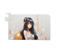 Girl Sit Down Coin Purse Canvas Wallet Cute Change Purse Small Storage Bag with Zipper