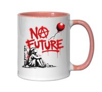 Girl Sitting by No Future Graffiti Ceramic Tea Coffee Mug Pink