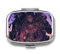 Girl Skeleton Pirate Pill Case Box with 2 Compartment Medicine Vitamin Organizer for Purse Pocket 5.5x4cm