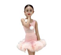 Girl Sleeveless Latin Dance Dress Children Ballroom Salsa Tango Competition Dresses Kids Samba Tango Salsa Dancewear Outfit,Pink,140