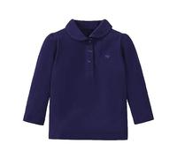 Girl Soft Solid Polo Shirt Baby Long Sleeve Button Down Collar Clothes Toddler Cute Star Embroidery School Uniform Casual Loose Fit Tops Soft and Comfortable (Dark Blue, 2-3 Years)