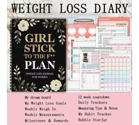 Girl Stick to The Plan Weight Loss Journal for Women, 104 Pages Spiral-Bound Notebook, A5 Size 21.8x14.8cm, 12-Week Fitness Planner with Daily Trackers, Dream Board, Measurements Log