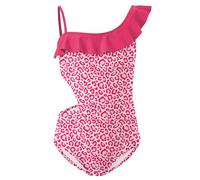 Girl Summer Hawaiian Floral Tropical Swimming Costume Bikini Beach One Shoulder One Piece Swimsuit Pink Dot Print L