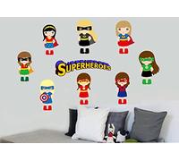 Girl Super Hero Multipack - Pack of 9 - Wall Art Vinyl Printed Stickers