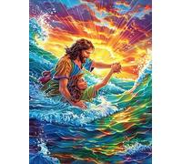 Girl Surfing A Wave at Sunset 300 Piece Jigsaw Puzzle Pack Scenery Science Fiction Teens Beginners Cognitive Development Puzzle Fans Group Play High-grade Rigid Cardboard 300 PCS