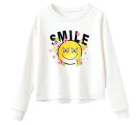 Girl Sweatshirt Round Neck Long Sleeve Soft Graphic Print Kids Cute Pullovers Top Clothes Paris Casual Short Cut Boys Girls Age 3 to 13 Years(White, 3-4 Years)