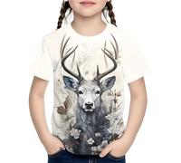 Girl T-Shirts Clothes for Girls Summer Cute and Funny Animal Horse Crew Neck Short Sleeves Print T-Shirt Streetwear Tops(S35TX150851,140)