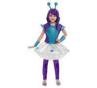 Girl Toddler Child Futuristic Blue Alien Bio Hazard Fancy Dress Party Costume