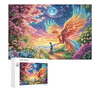 Girl Touching Phoenix on Path 1000 Piece Jigsaw Puzzle for Couples Indoor Puzzle Challenge Logical Thinking Gift for Celebration 1000 PCS