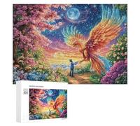 Girl Touching Phoenix on Path 300 Piece Jigsaw Puzzle for Family Indoor Entertainment Strategic Thinking Gift for Family Event 300 PCS