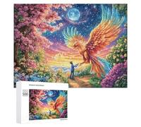 Girl Touching Phoenix on Path 500 Piece Jigsaw Puzzle for Adults Home Entertainment Mind Relaxation Gift for Weekend 500 PCS