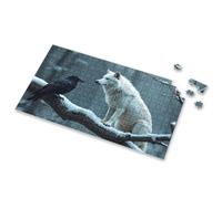 Girl Toys Age 4-5 A White Wolf And A Black Crow Sit On A Snowy Branch Picture Puzzle Toddler Puzzles 300 Piece Puzzles(300PCS)