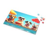 Girl Toys Age 4-5 Four Happy Dogs Enjoying Popcorn By The Pool. Picture Puzzle Puzzles For Adults 500 Pieces Puzzles For Adults 5(1000PCS)