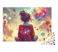 Girl Under Starry Sky 1000pc Thick Cardboard Puzzle for Stress Relief Seekers Christmas Gathering Home Decor Senior Citizens Senior Centre Activity 38x26cm/1000pcs