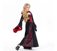 Girl Vampire Halloween Costume Kids Gothic Queen Dress Loyal Vampire Costume Dress Tween Role Play, Cosplay, Dress Up Costumes (Wine, 7-8 Years)