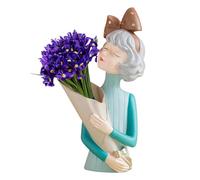 Girl Vases for Flowers - Ceramic Decorative Figurine Cute Flower Stand Display ?e Plants ?e Tabletop Art Accessory ?ara Home Decor Container d?e f?lores Painted A
