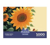 Girl Walking with Flowears 1000 Piece Eco-friendly Paper Jigsaw Puzzles Sunflowers Unique Challenging Educational Toys Puzzles for Toddlers 52x38cm/1000pcs