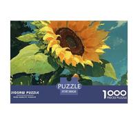 Girl Walking with Flowears 1000 Piece Sturdy Cardboard Jigsaw Puzzles Sunflowers Unique Challenging Creative Game Puzzles For Adults And Kids 38x26cm/1000pcs