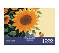 Girl Walking with Flowears 1000 Piece Sturdy Cardboard Jigsaw Puzzles Sunflowers Unique Challenging Creative Game Puzzles for Toddlers 70x50cm/1000pcs