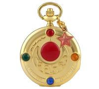 Girl Warrior Pocket Watch, Star Moon Anime Pocket Watch, Necklace Watch, Pendant Accessories Pocket Watch (Five Points Star)
