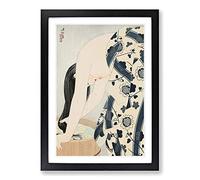 Girl Washing her Hair by Ito Shinsui Framed Print | A2 Black Framed Wall Art | Ready to Hang | Modern Nature Picture | Living Room Bedroom Lounge Office