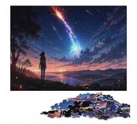Girl Watching Meteors Shower at Night Jigsaw Puzzle for Adults, 300 Pieces | Puzzle for Adults - screen-free home activity over several sessions.