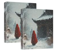Girl Wearing A Red Cloak (1) 3-Ring Binder 1.5 Inch, PVC Material Document Organizer with D-Ring and Clear View Pocket for Office Supplies-2 Pack