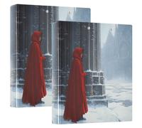 Girl Wearing A Red Cloak 3-Ring Binder 1.5 Inch, PVC Material Document Organizer with D-Ring and Clear View Pocket for Office Supplies-2 Pack