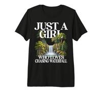 Girl Who Loves Chasing Waterfall River Nature Cute Design Premium T-Shirt