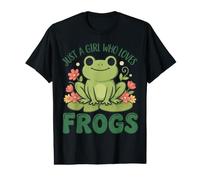Girl Who Loves Frogs Floral Amphibian Nature Humor Value Graphic T-Shirt