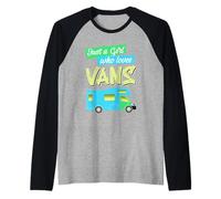 Girl who loves vans and camping Women's saying women Raglan Baseball Tee