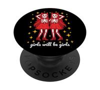 Girl will be girls Creepy Ghost Twins Scary Devil Halloween PopSockets Adhesive PopGrip