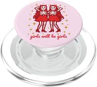 Girl will be girls Creepy Ghost Twins Scary Devil Halloween PopSockets PopGrip for MagSafe