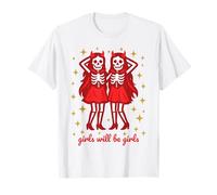 Girl Will be Girls Creepy Ghost Twins Scary Devil Halloween T-Shirt