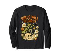Girl Will Be Girls Praying Mantis Retro Halloween Long Sleeve T-Shirt